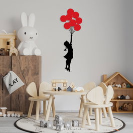 Wallity Banksy - 11 Escultura de pared en Negro y Rojo